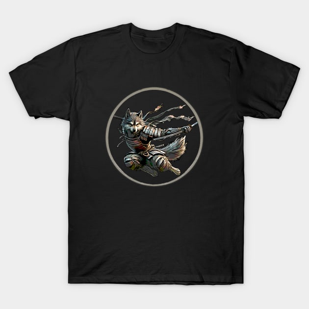 Junkyard Dog Samurai Cyber-Punk Design T-Shirt by Coder-T